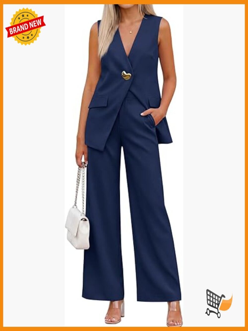 Women's Dressy 2 Piece Pantsuit Set Sleeveless Vest Wide Leg